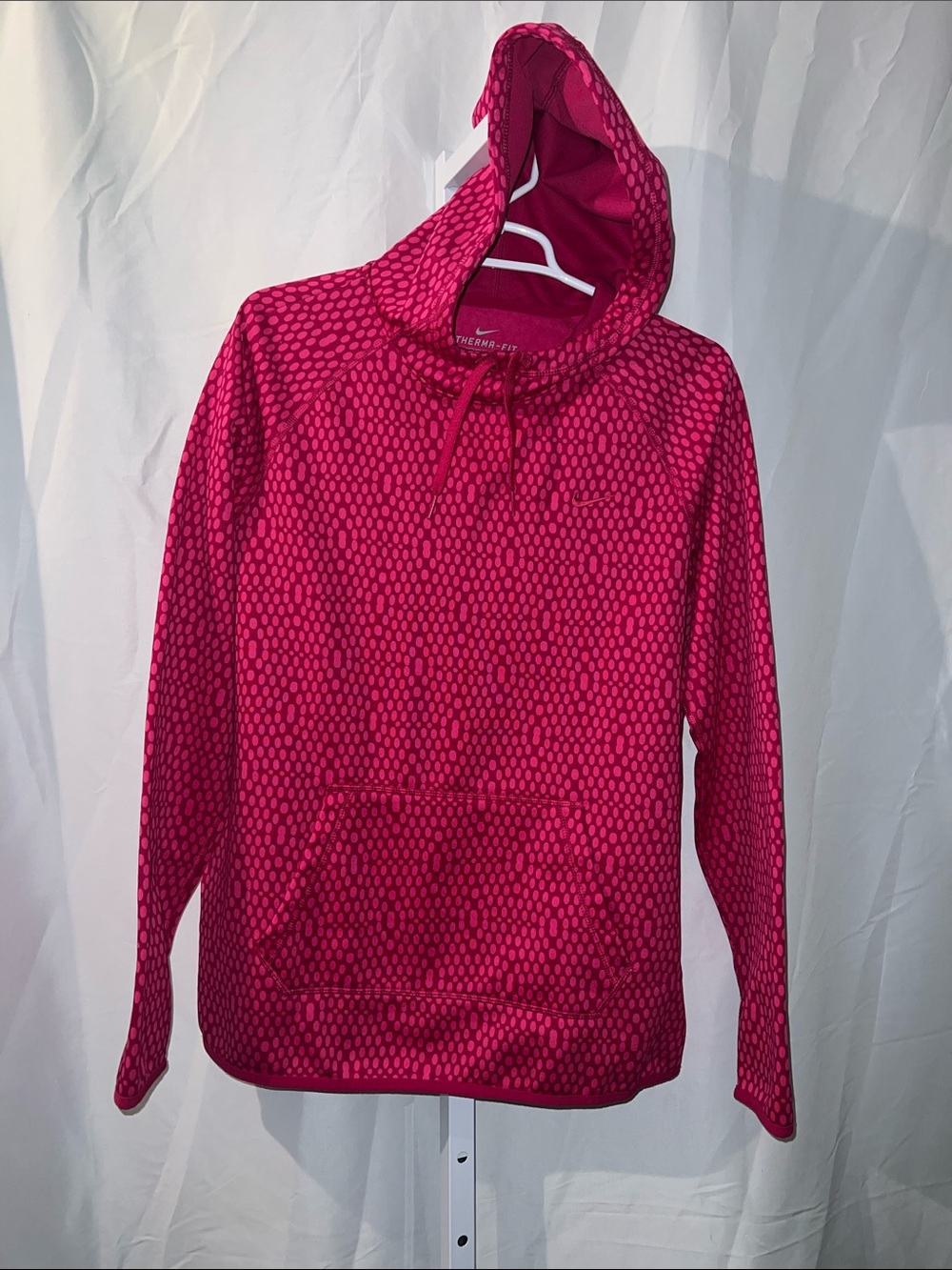 Nike Women's Bright Pink Hooded Pullover with Dot Pattern